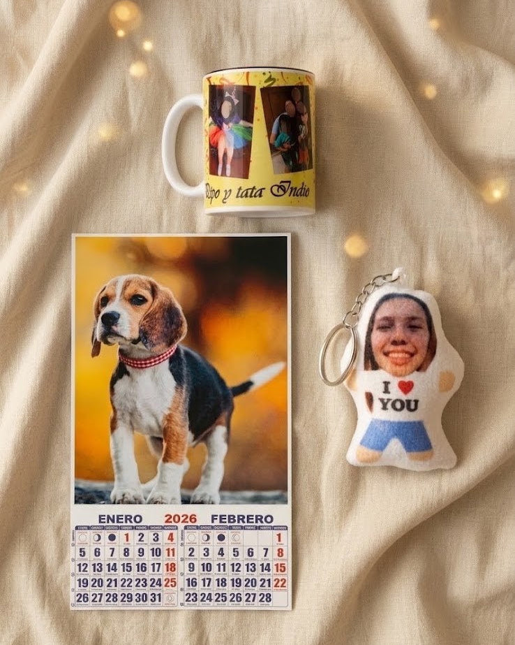 Pack Escritorio Personalizado: Taza + Calendario + Llavero — AURI